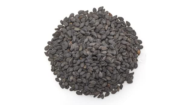 Yupik raw black sesame seeds in measuring cup perfect as a topping