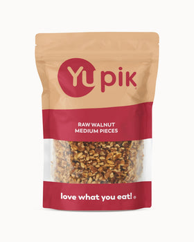 Yupik Raw California Walnuts, medium pieces in a bowl, ideal for baking and snacking