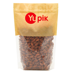 Yupik roasted almonds with sea salt close-up, showcasing crunchy texture for snacking.