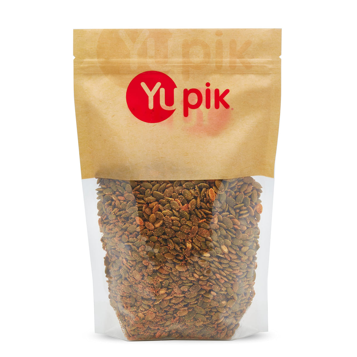 Yupik Spicy Buffalo Pumpkin Seeds pack close-up showing bold heat for snacking