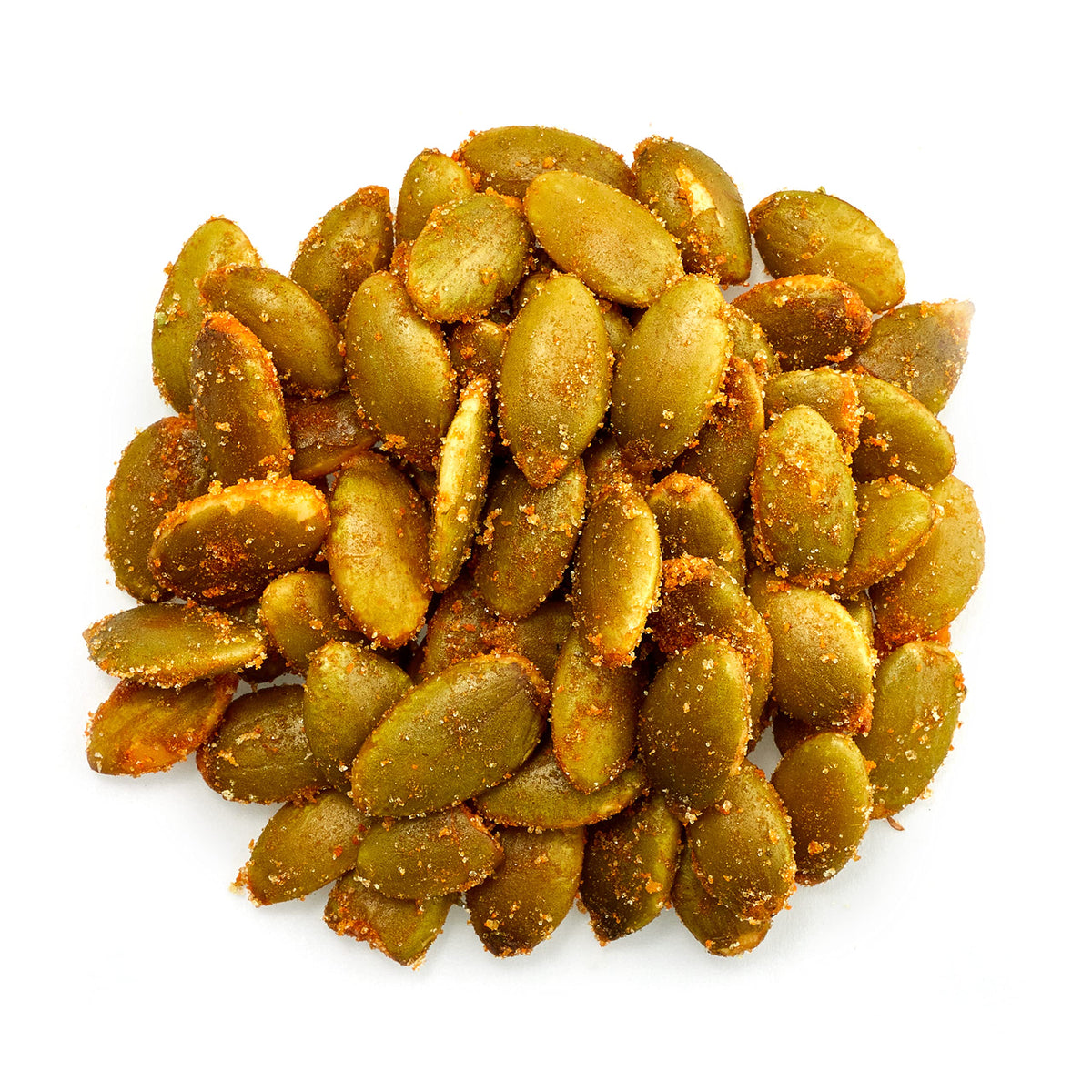 Yupik Spicy Buffalo Pumpkin Seeds storage jar illustrating a convenient desk-friendly snack option