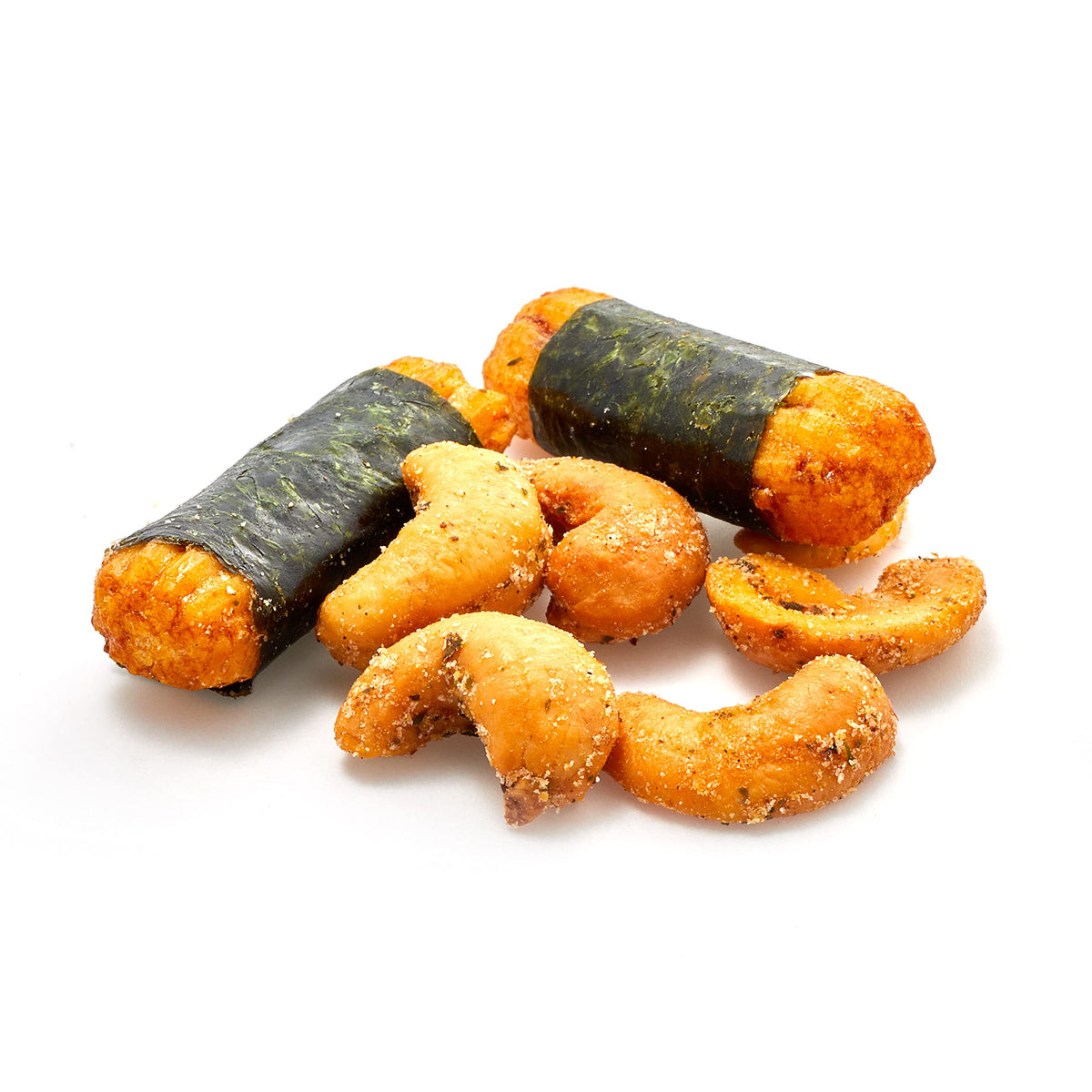 Yupik Sushi Cashew Mix cashews beside crackers, great with Asian meals.