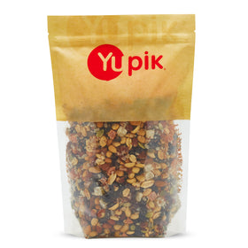 Yupik Trail Mix ingredients closeup showing nuts, dried fruit and seeds for a flavorful snack.