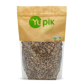 Yupik organic tri-color quinoa grains ready to mix into vibrant salads.