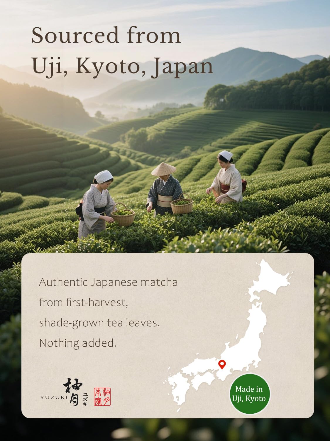 YUZUKI stone-milled powder preserving aroma and color for silky cup