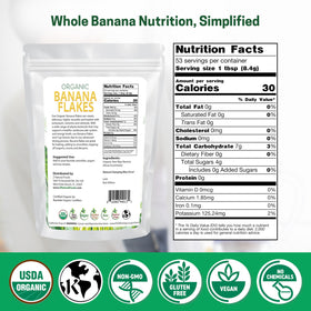 Z Natural Foods Banana Flakes sprinkled on smoothie bowl for fiber and energy.