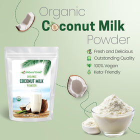Z Natural Foods coconut milk powder pour demonstrates dairy-free coffee creamer in action.