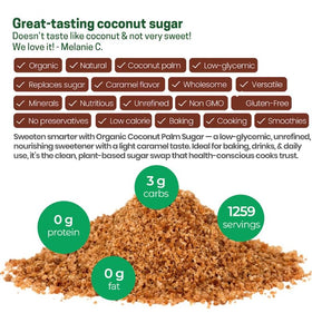 Z Natural Foods coconut sugar drizzle on coffee, adding a caramel note.