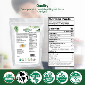 Z Natural Foods coconut sugar packaging, highlighting non-GMO and vegan lifestyle.