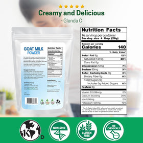 Measuring spoon for Z Natural Foods Goat Milk Powder enables easy portions.