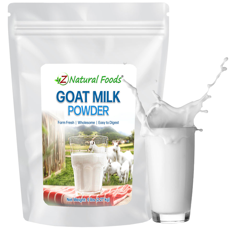 Z Natural Foods Goat Milk Powder 5 lb packaging showcases premium, additive-free milk option