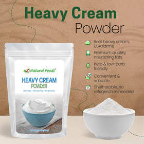 Z Natural Foods heavy cream powder mixed with water to create rich creaminess.