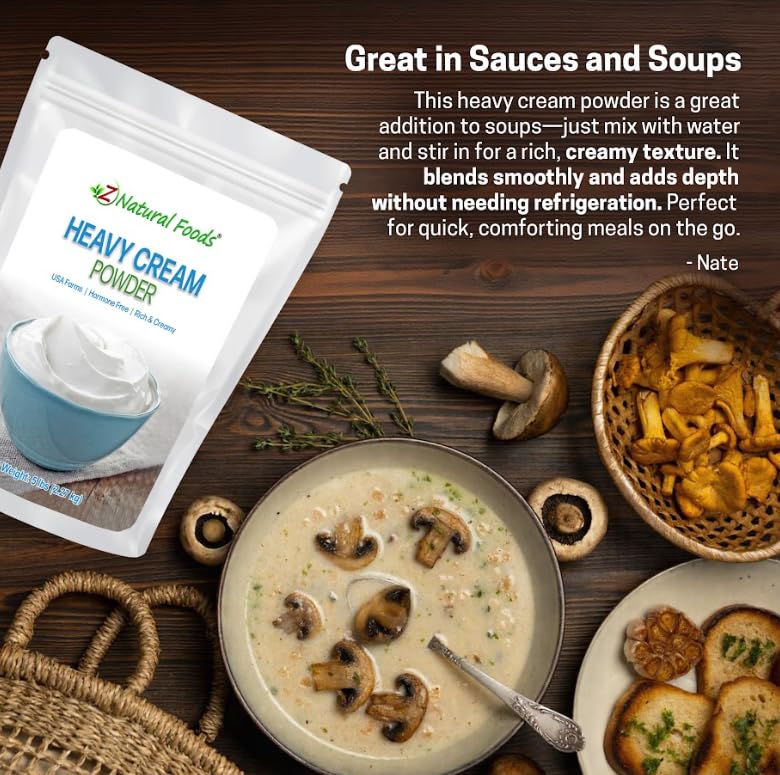 Z Natural Foods heavy cream powder stays pantry-friendly