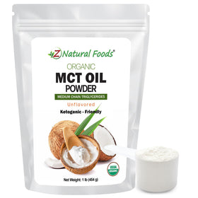 Z Natural Foods MCT oil powder bottle pour for creamy keto coffee