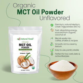 Z Natural Foods MCT oil powder tea into cup for smooth texture