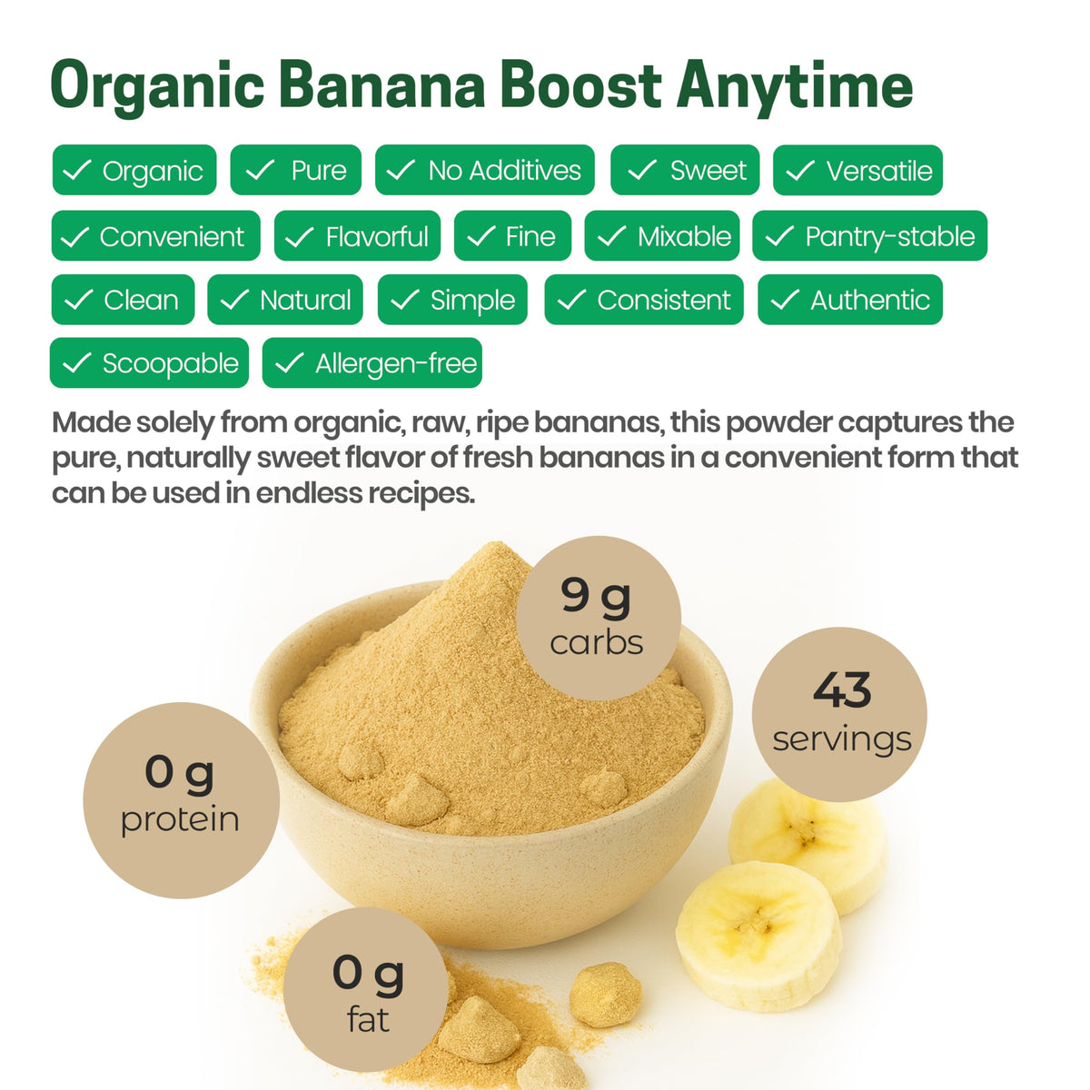 Closeup of banana powder texture by Z Natural Foods.