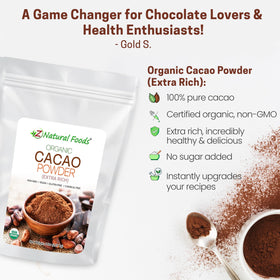 Z Natural Foods Organic Cacao Powder bowl ready to mix into shakes and desserts