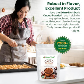 Z Natural Foods cacao powder dust on counter hints at easy everyday use