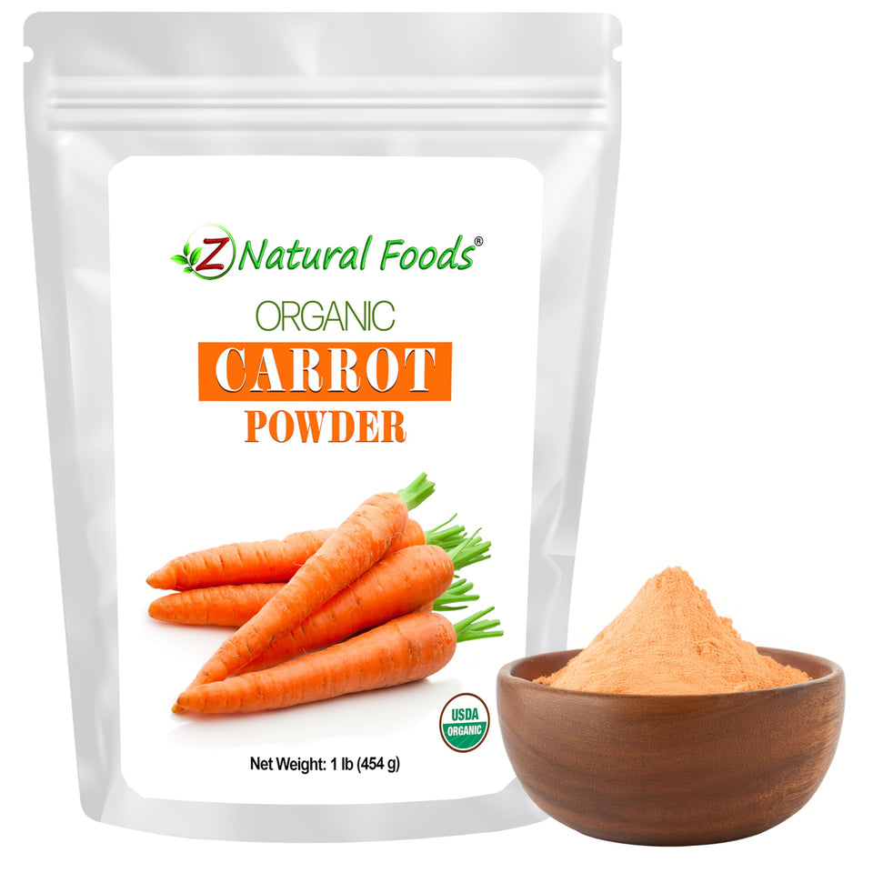 Z Natural Foods Organic Carrot Powder bottle pour for quick smoothies and juices