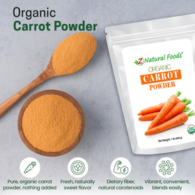 Z Natural Foods Organic Carrot Powder in a smoothie adds natural color and carotenoids