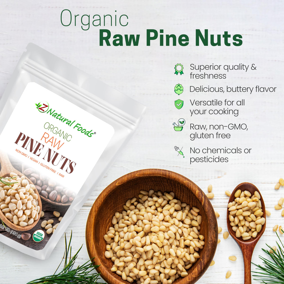 Z Natural Foods pine nuts - keto-friendly snack option for energy on the go