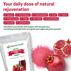 Z Natural Foods Pomegranate Powder tea infusion emphasizes subtle tart notes.
