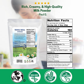Z Natural Foods whole milk powder cup ready for coffee or baking prep