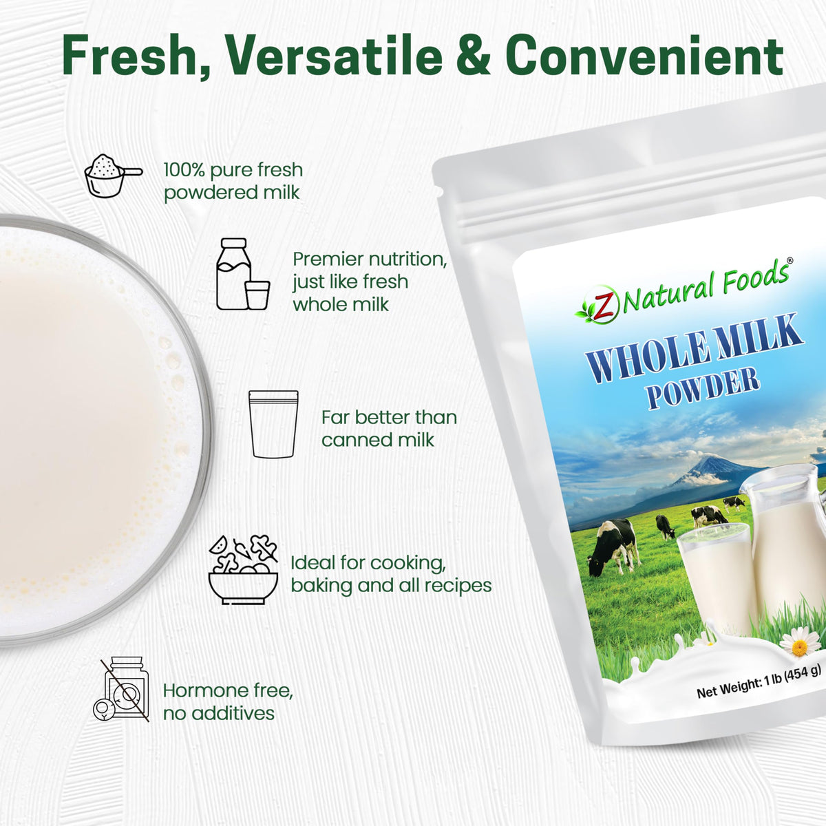 Z Natural Foods whole milk powder pantry storage for long-term shelf stability