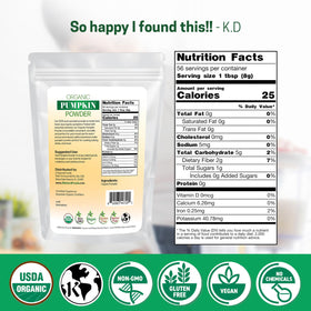 Z Natural Foods pumpkin powder bag open for easy recipe access