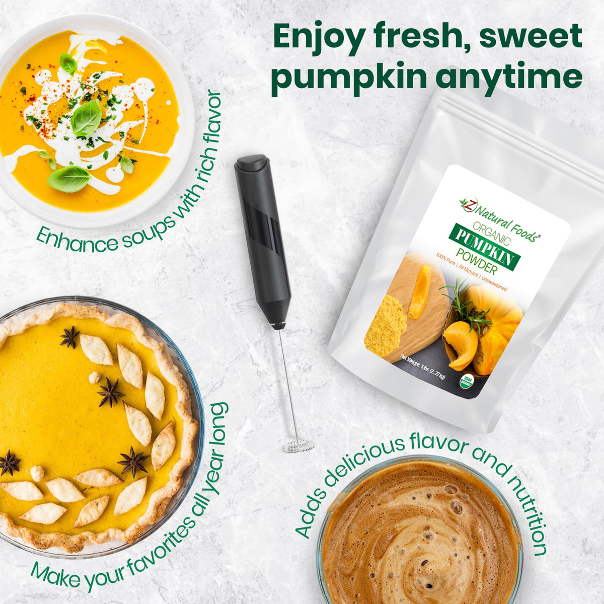 Z Natural Foods Pumpkin Powder resealable bag preserves freshness