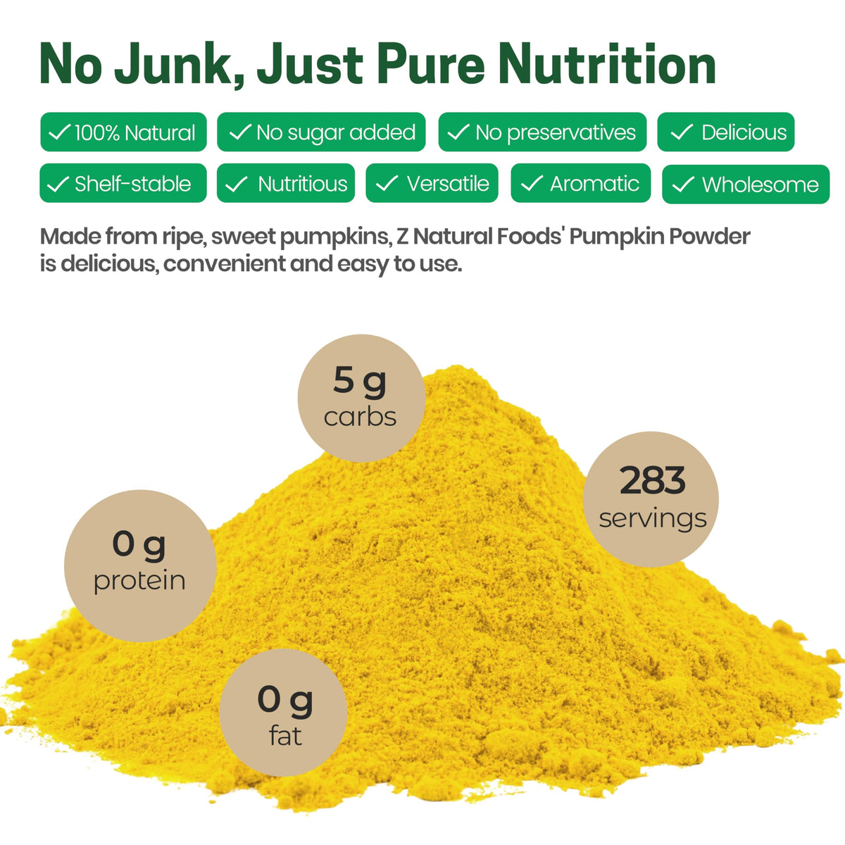 Z Natural Foods Pumpkin Powder smoothie glass shows vibrant color and nourishment