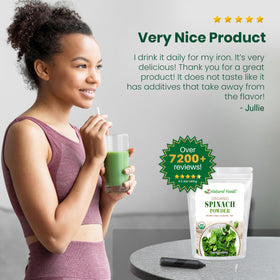 Z Natural Foods spinach powder sprinkled over yogurt for quick nutrition