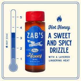 Zab's Hot Honey plant photo hints at heritage peppers and sustainability.