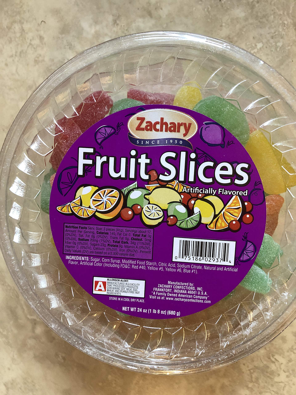 Zachary 24oz Jelly Tubs Fruit Slices: convenient on-the-go fruit snack