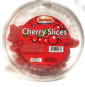 Zachary Jelly Tubs Cherry Slices jar with bright cherry pieces in glossy jelly for on-the-go snacks.