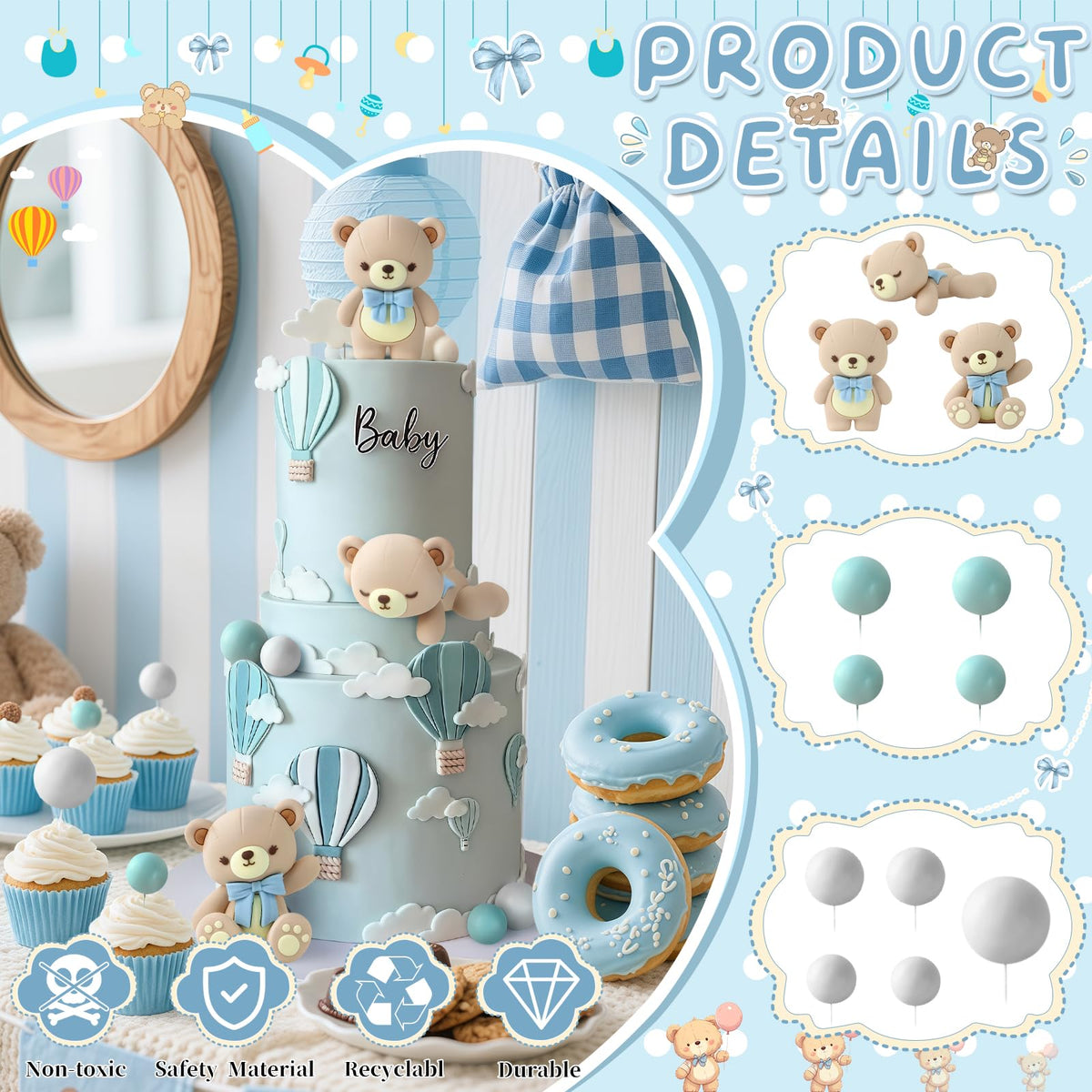 Zafena blue 2-5cm balls for balanced cake art.