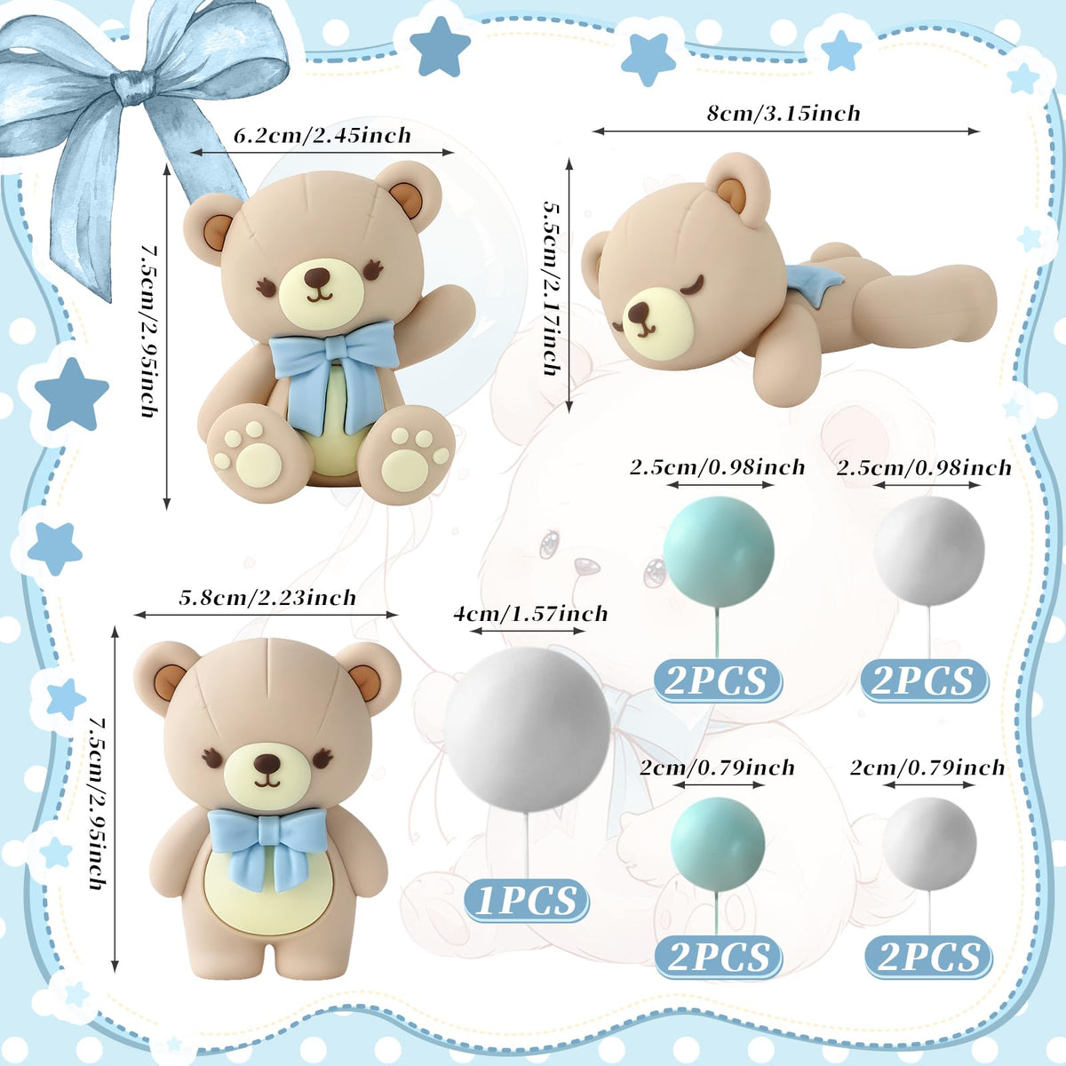 Zafena blue ball decorations: colorful accents for cakes.
