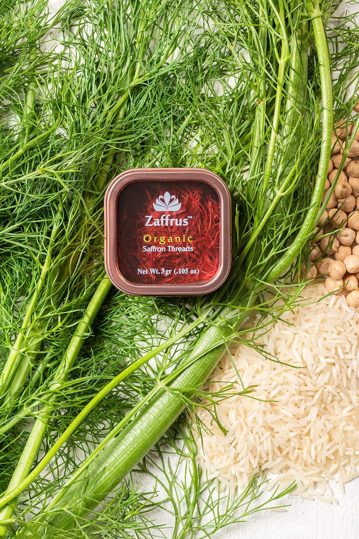 Zaffrus Organic Saffron Threads enriching saffron rice with golden color
