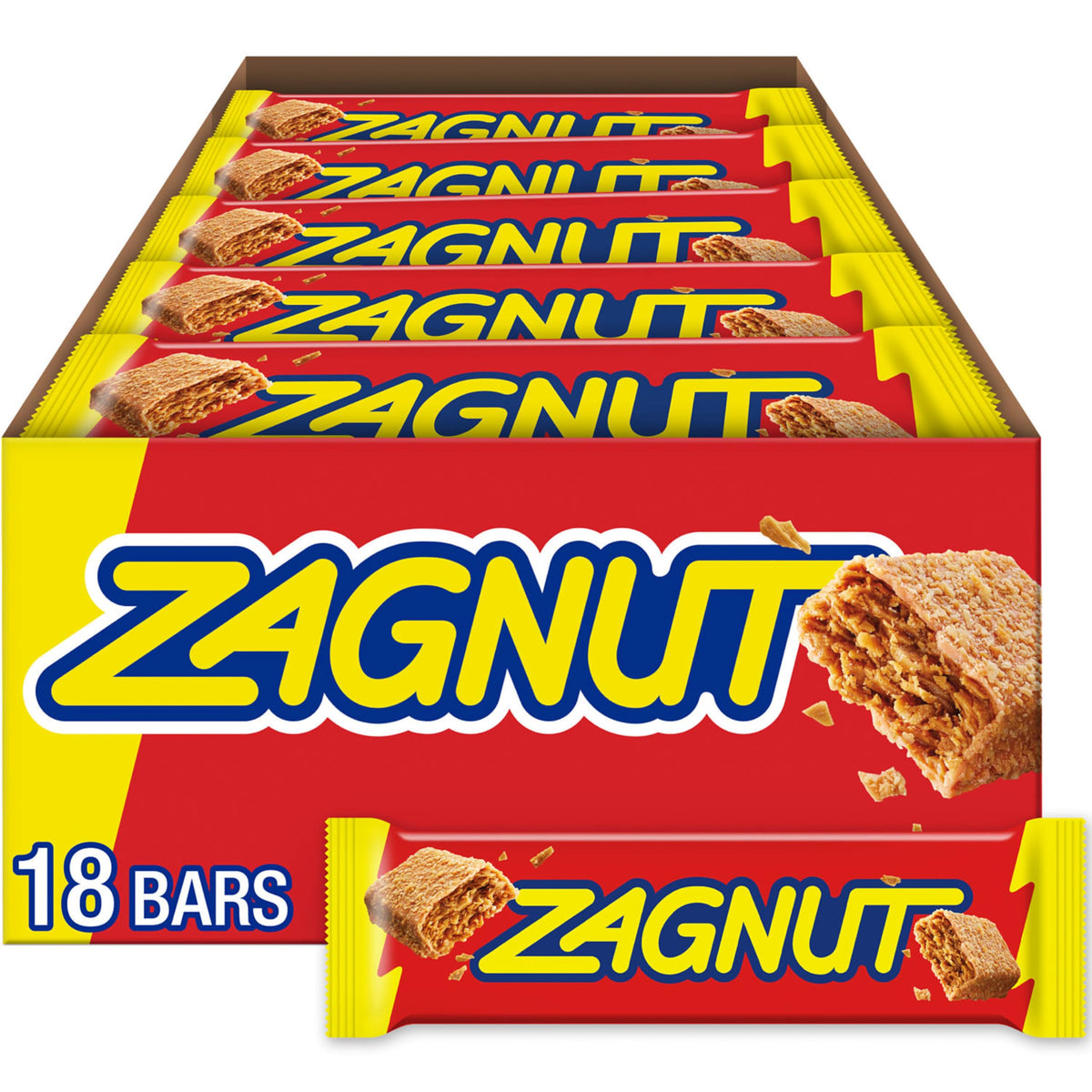 ZAGNUT Crunchy Peanut Butter with Toasted Coconut bar in a box, ideal for sharing.