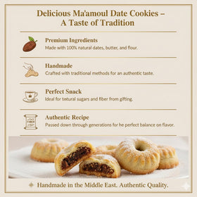 Zaitoune Maamoul Date Cookies handmade in Turkey, crust and filling visible.
