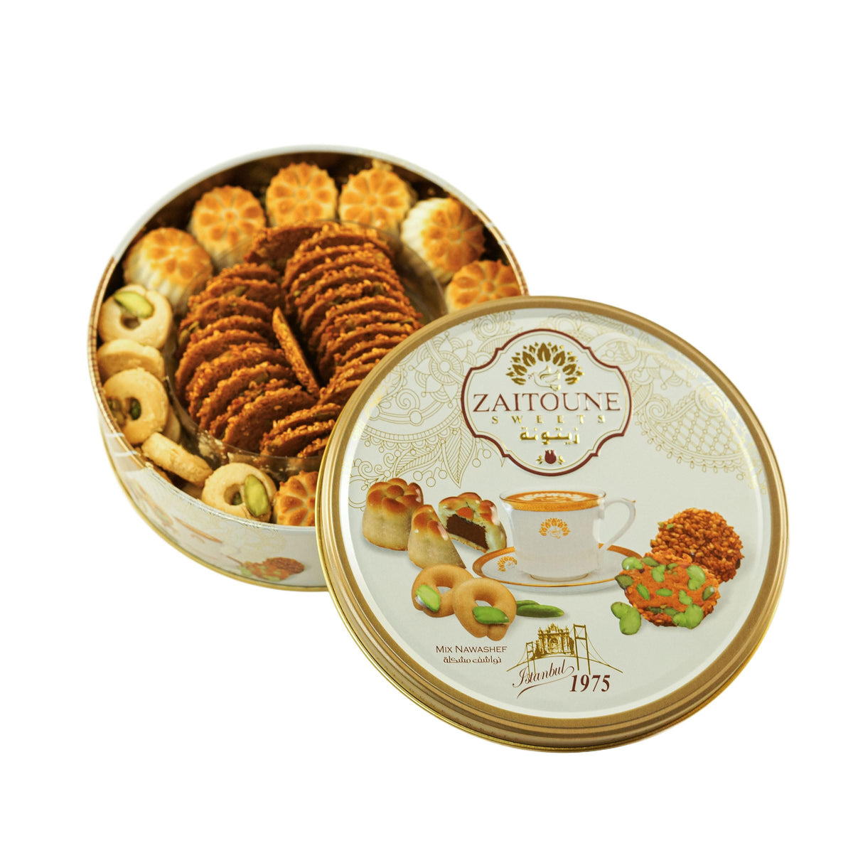 Zaitoune Premium Mini Mixed Cookies date maamoul close-up, tea-time delight