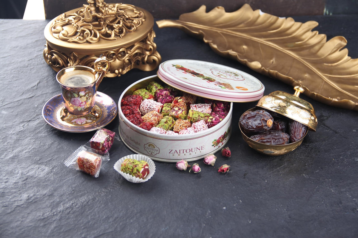 Zaitoune Turkish Delight 9 oz packaging, ready for gifting.