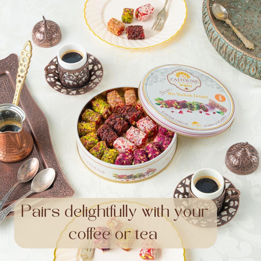 Zaitoune Turkish Delight with kataifi coating delivers flaky, delicate crunch.