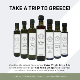 Zakarian red wine vinegar complements seafood dishes with brightness.