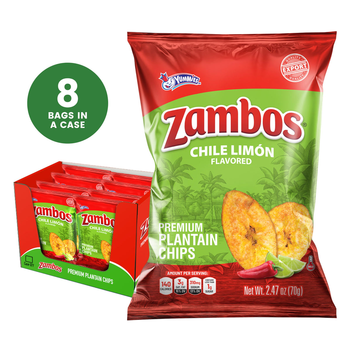Zambos Chile Limón back of bag showing texture and flavor for bold snacking.