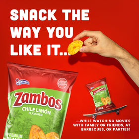 Zambos Chile Limón in lunchbox, convenient snack on the go.