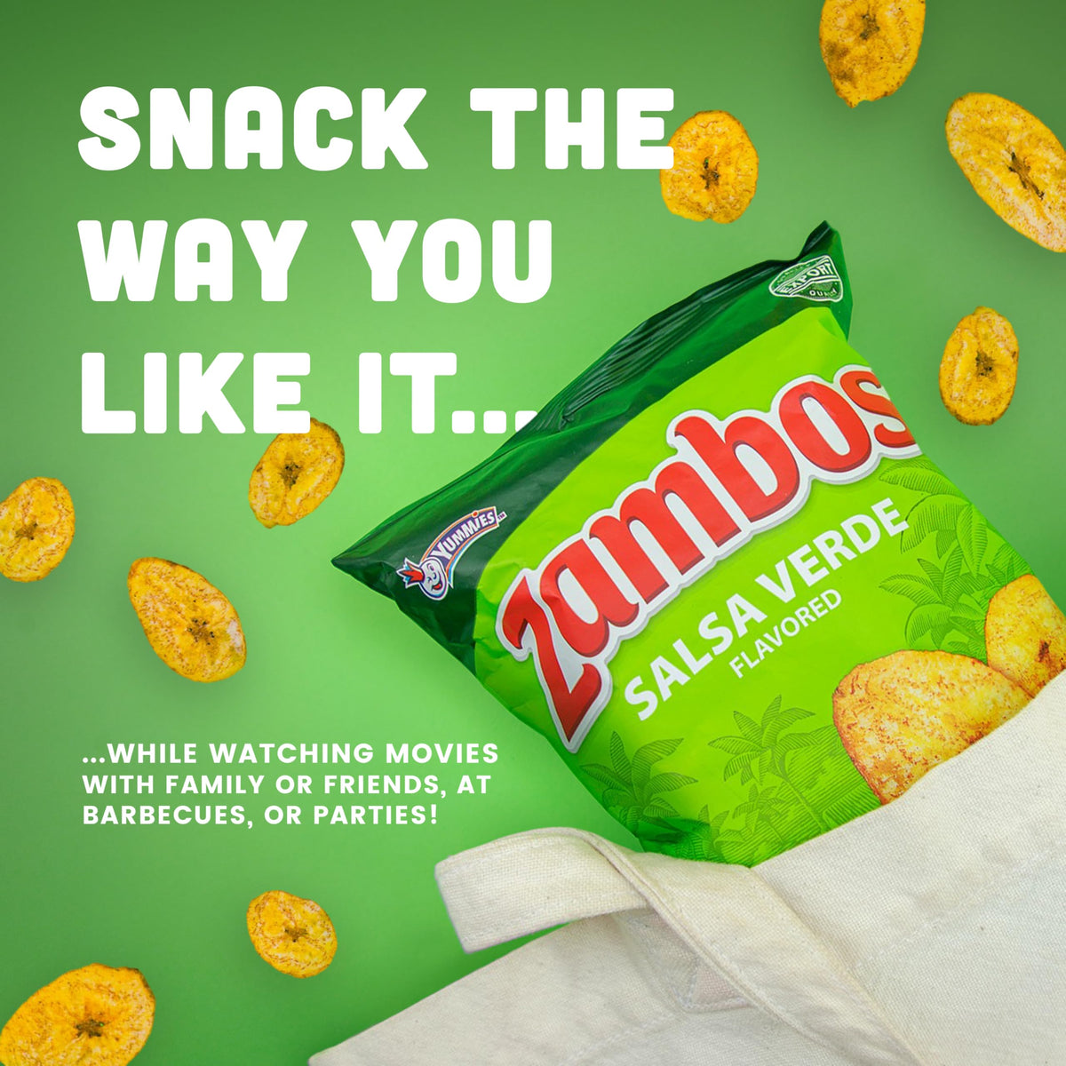 Zambos plantain chips arranged on a party platter.