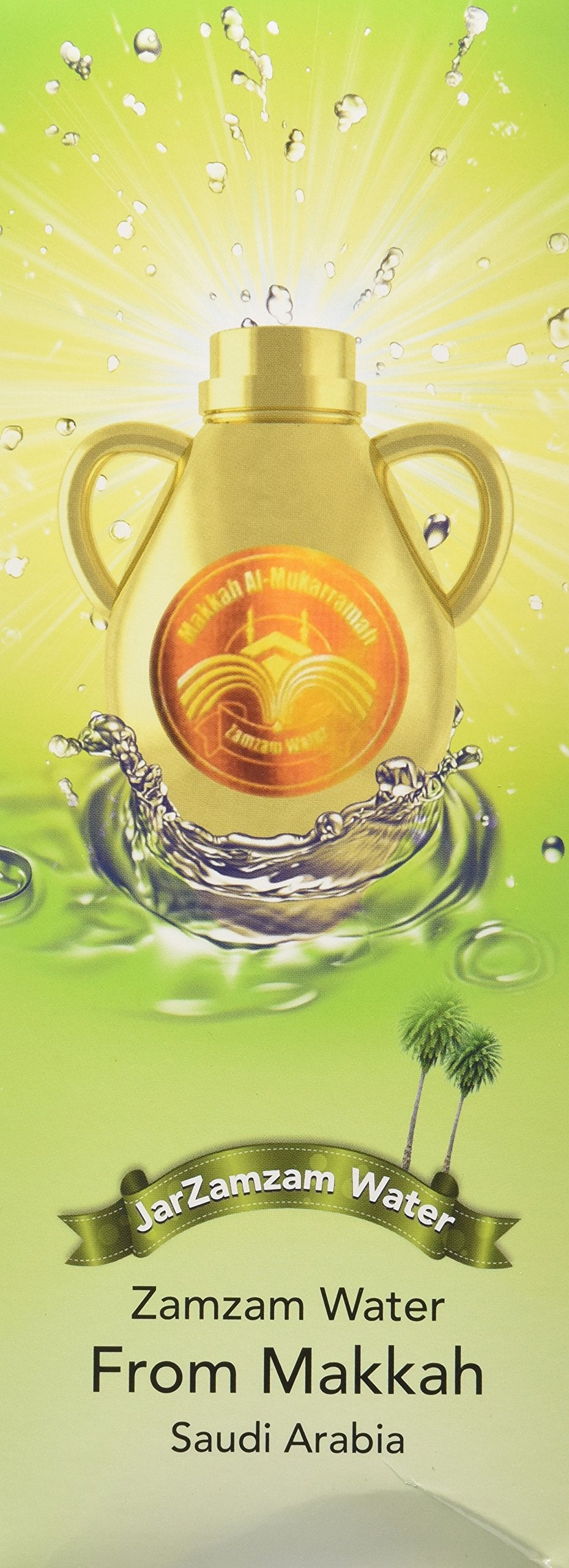Zamzam Water 500ml jar close-up pour for quick refreshment
