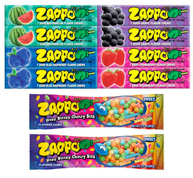 ZAPPO Sour Chews 10-pack mix displayed, ideal for sharing at parties.