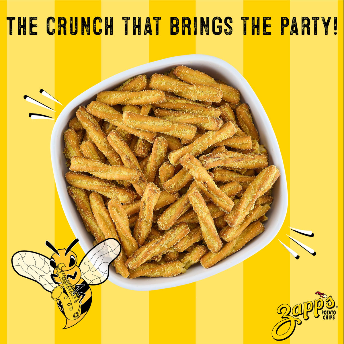 Zapp's Seasoned Pretzel Stix Honey Mustard twist close-up showing flavor.